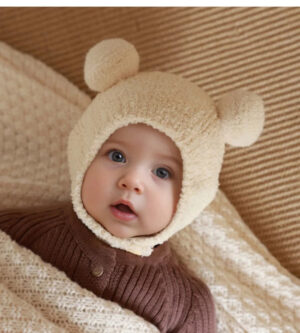 cream baby bear hat