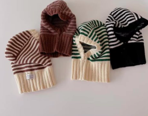 kids knitted striped balaclava