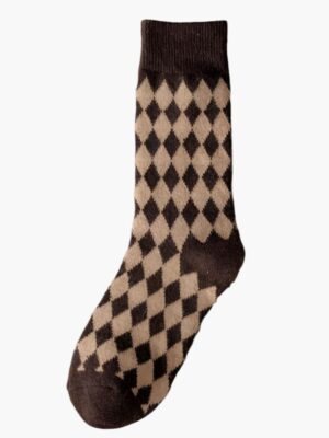 brown check socks