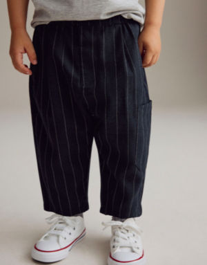 navy pinstripe trousers
