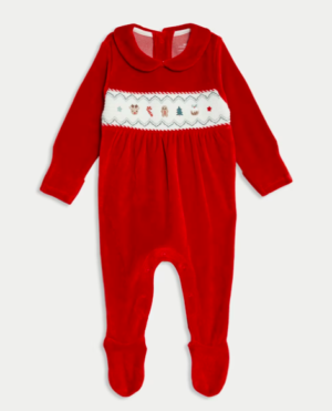 baby velour christmas sleepsuit