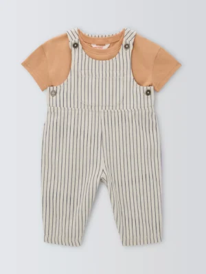 baby ticking stripe dungaree set