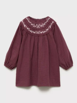 berry embroidered smock dress