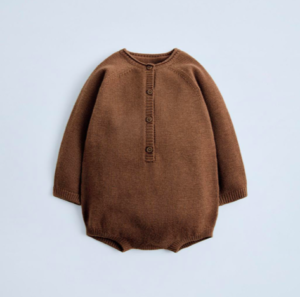 brown merino wool baby body
