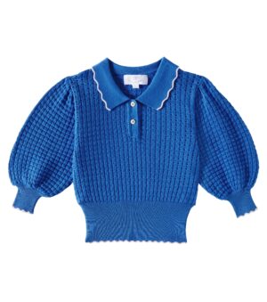 girls blue knit collar jumper