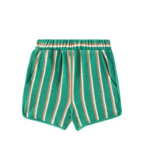 kids green striped towelling shorts