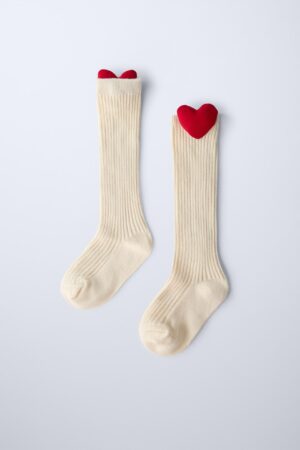 kids heart ribbed socks