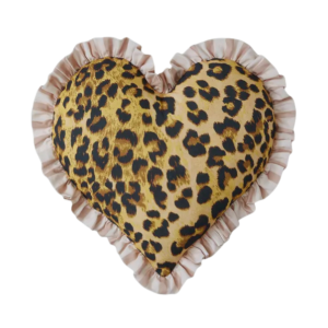 leopard heart cushion