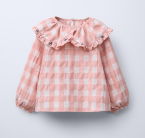 pink check blouse