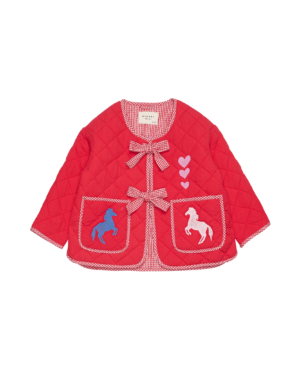 red padded jacket