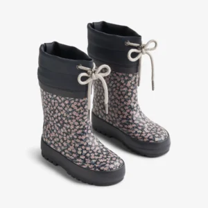 black and floral kids wellies