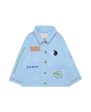 blue embroidered jacket
