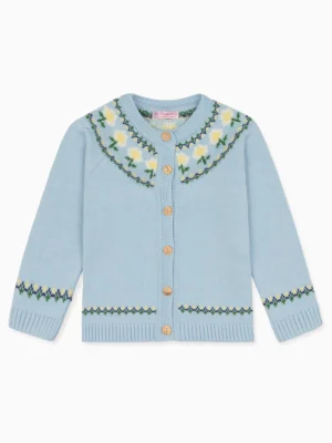 dusty blue floral cardigan
