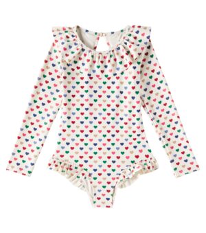 heart print frill swimsuit