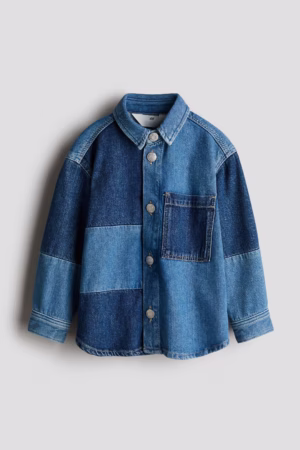 block coloured kids denim shirt