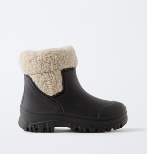 kids faux shearling wellies