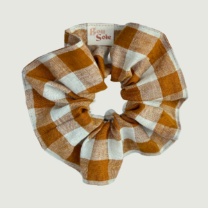 mustard gingham scrunchie