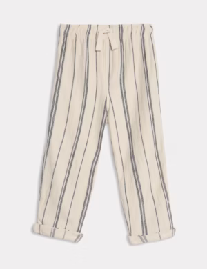 neutral cotton striped trousers