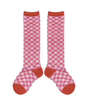 pink jacquard kids socks