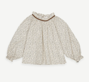 printed frill neck blouse
