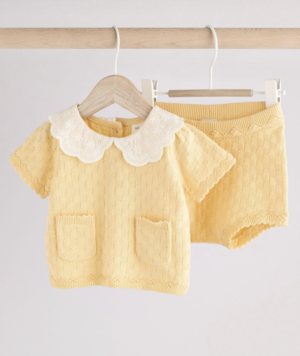 embroidered baby knit set