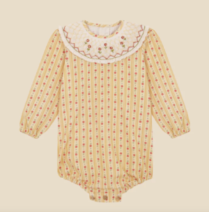 yellow embroidered romper