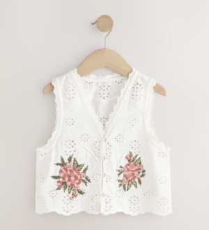 white embroidered blouse