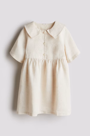 beige linen girls dress