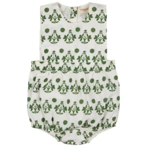 green block print romper