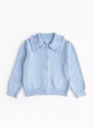 blue collared cardigan