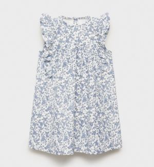 blue ruffle print dress
