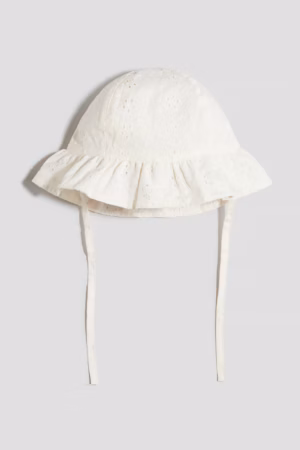 broderie anglaise baby hat