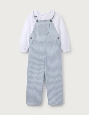 twill dungarees and blouse set