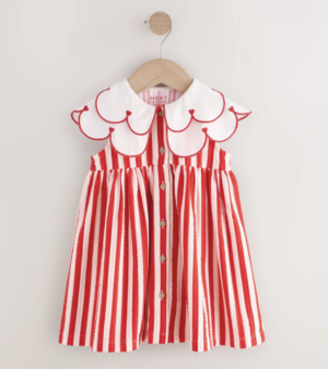 girls red striped collar dress