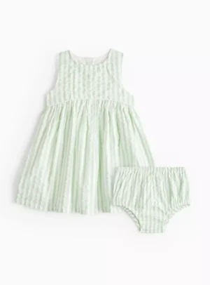 green striped dress and bloomers