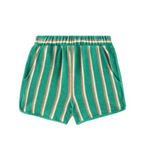 green striped terry shorts