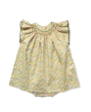 yellow liberty print baby dress