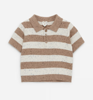 rib knit polo shirt