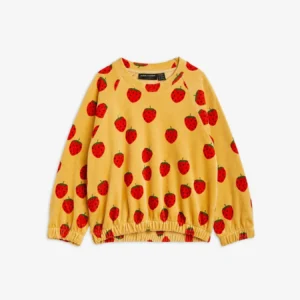 strawberry print velour sweater