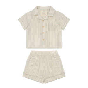 striped muslin shirt and shorts set