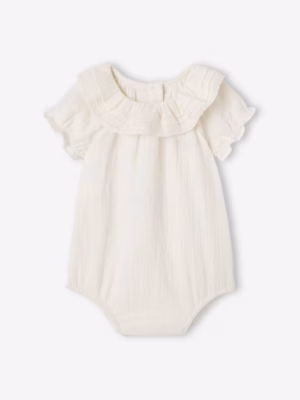 ecru frill collar baby bodysuit