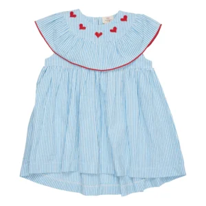 blue striped heart dress