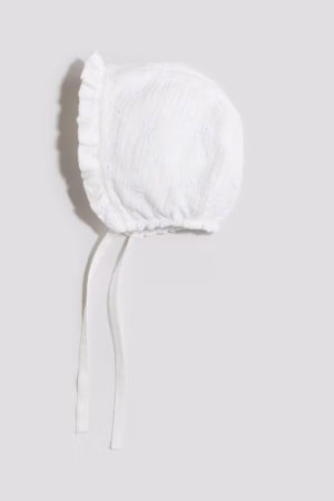 broderie anglaise muslin bonnet