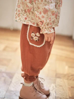 brown embroidered trousers