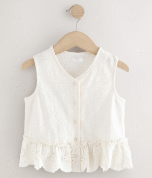 cream broderie kids waistcoat