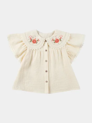 cream embroidered blouse