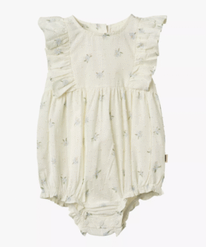 cream embroidered floral romper