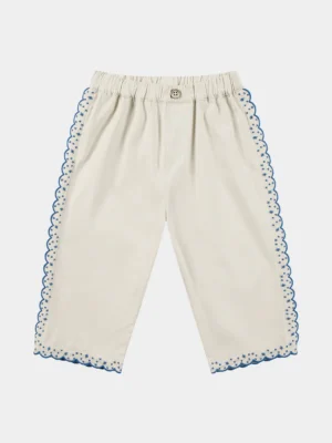 cream scallop trousers