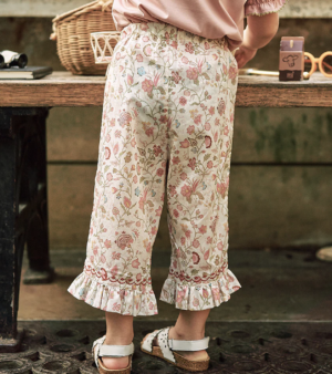 girls floral frill trousers