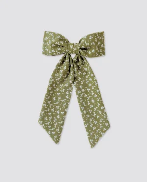 green floral bow hairclip